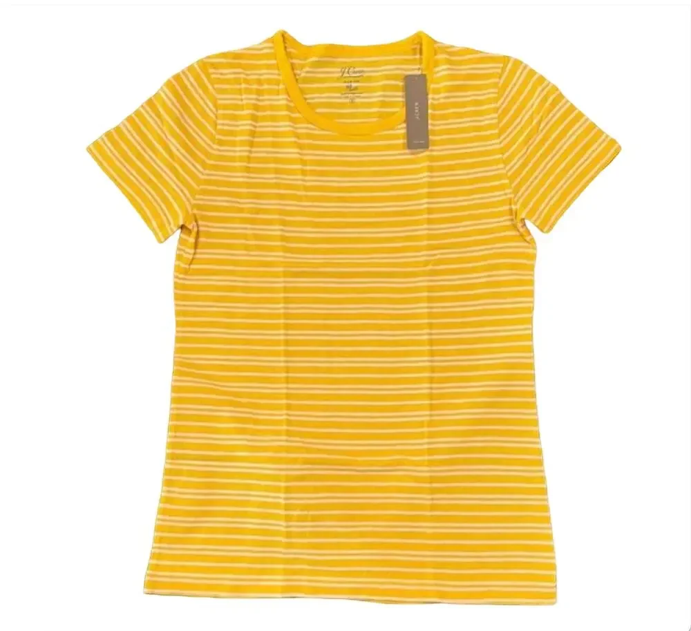 NWT J. Crew Gold/Yellow Stripe Cotton Crewneck T-Shirt - SIZE SMALL